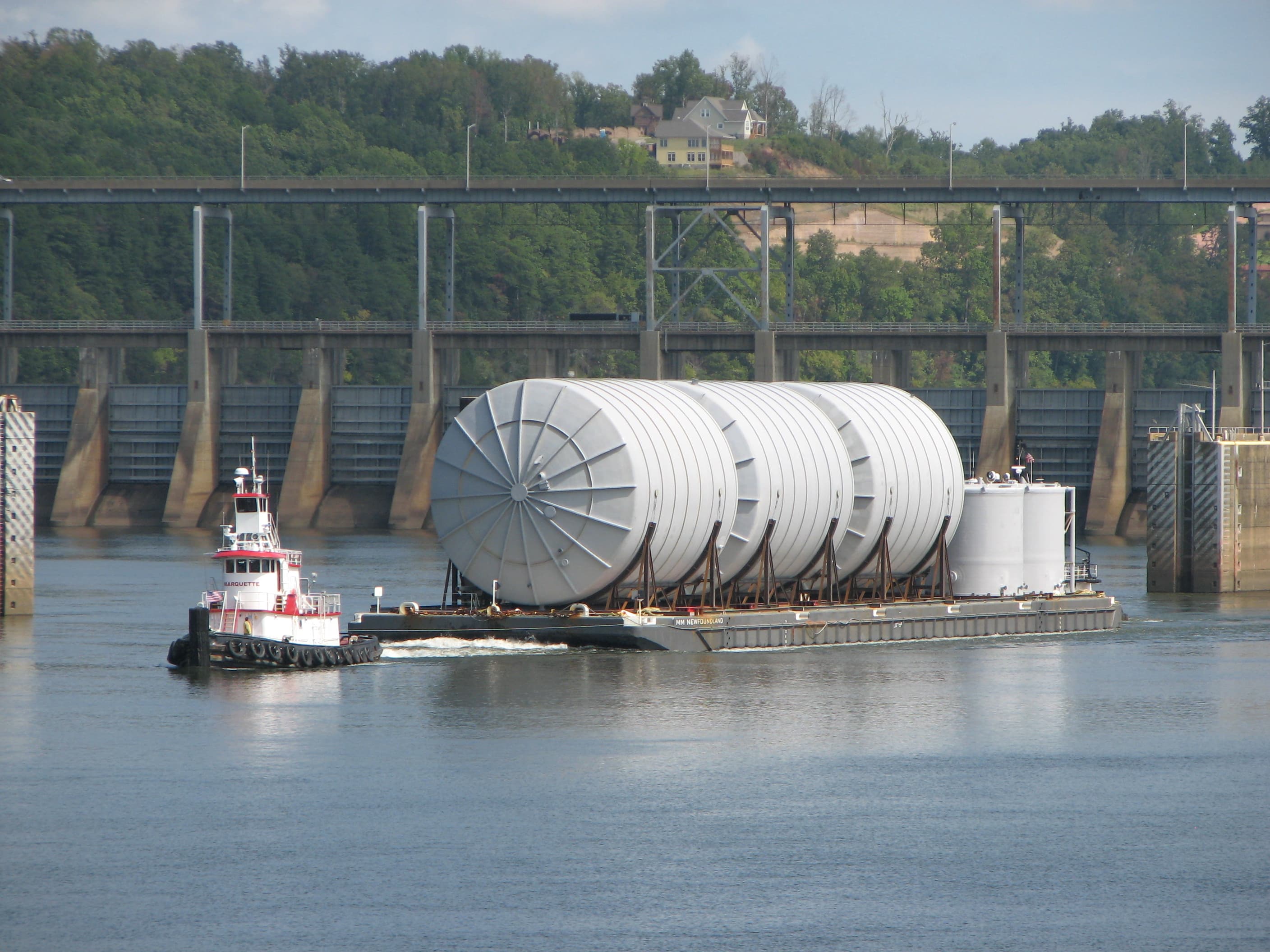 Photo of barge transporting project module