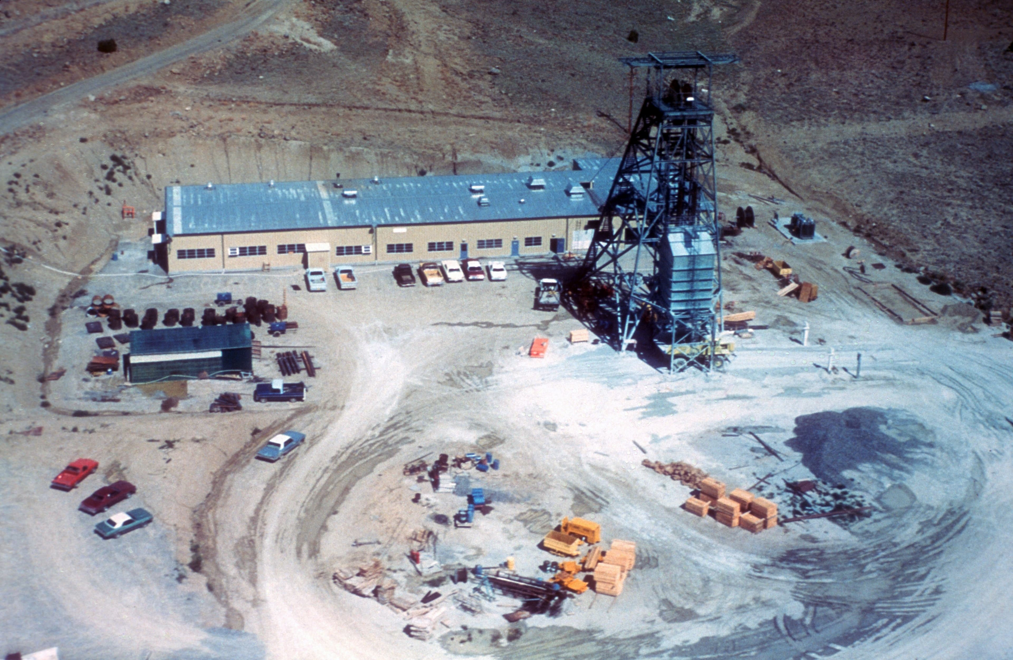Aerial shot of mine site construction